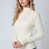 Knit Mock Neck Long Sleeve Top Ivory