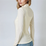 Knit Mock Neck Long Sleeve Top Ivory