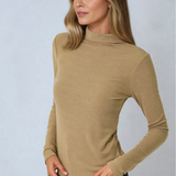 Knit Mock Neck Long Sleeve Top Latte