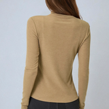 Knit Mock Neck Long Sleeve Top Latte