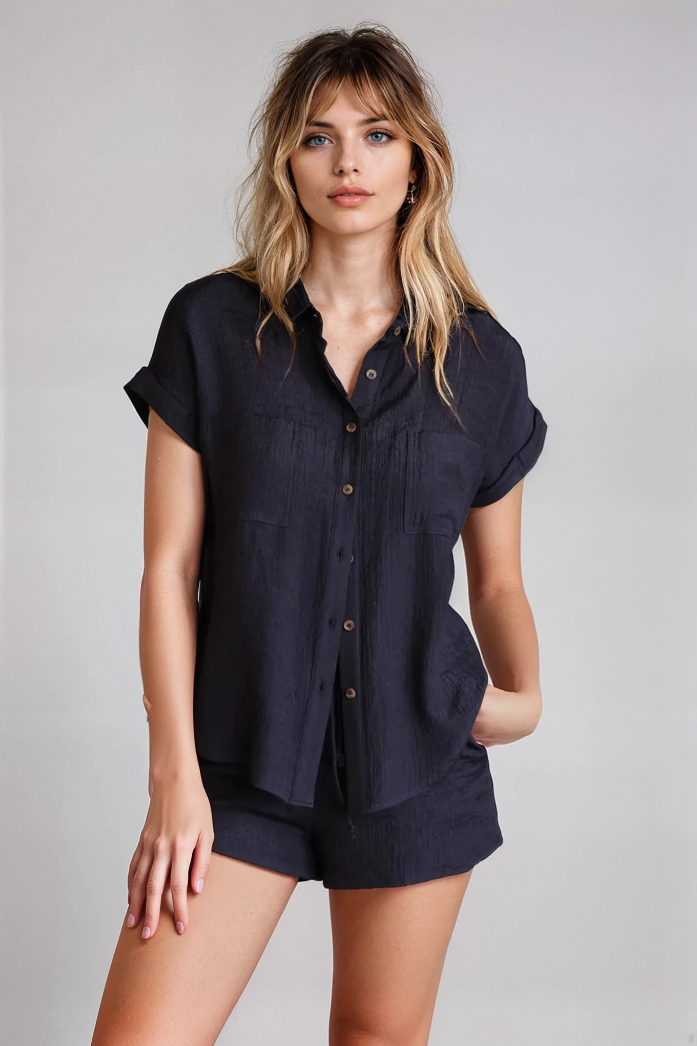 Crinkled Button Down Shirt