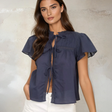 Pintuck Lace Detail Blouse