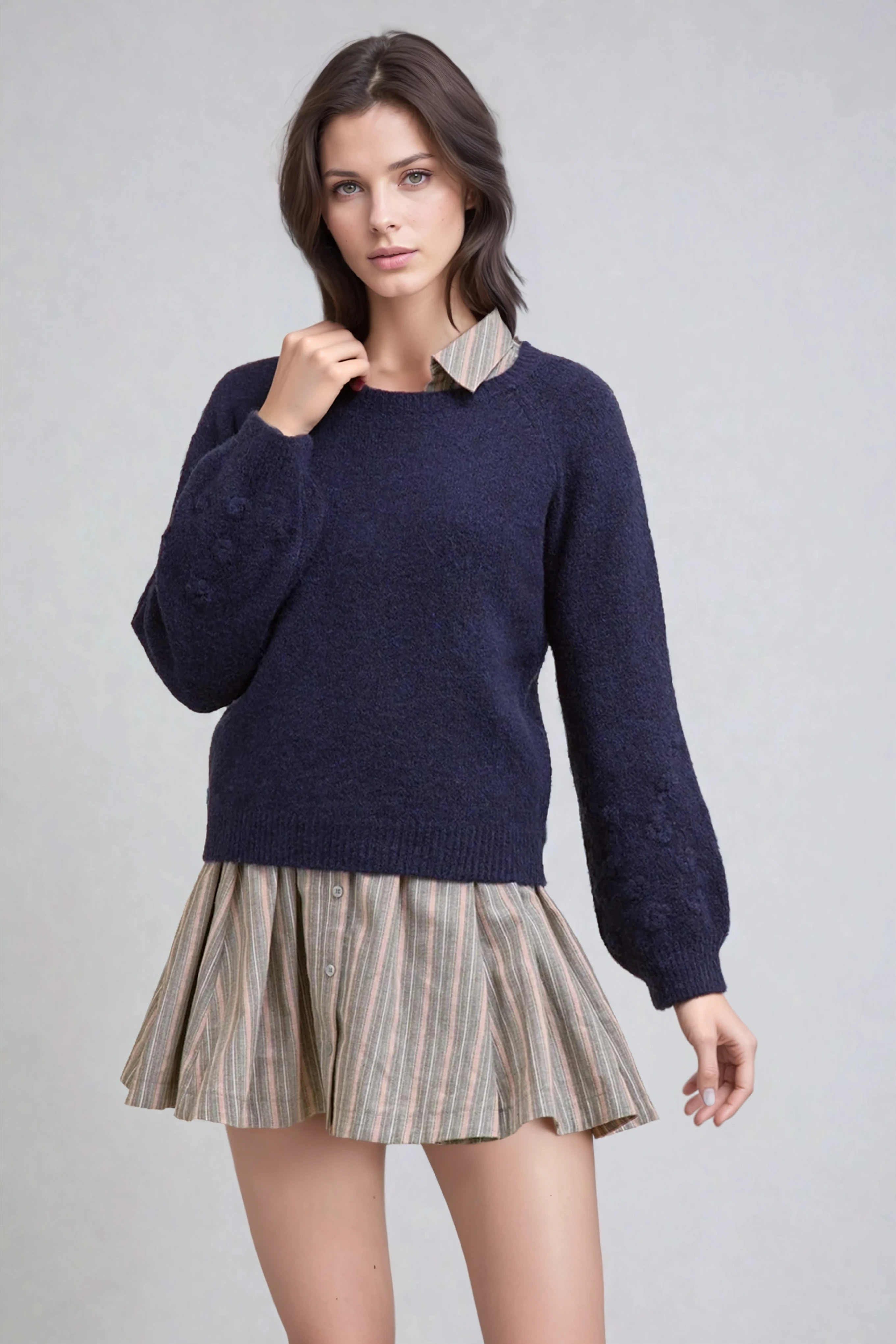 Floral Knit Puff Sleeve Sweater