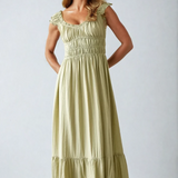 Shirred Waist Midi Dress