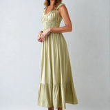 Shirred Waist Midi Dress