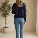 Navy lightweight American flag sweater from Panache Apparel Co, featuring a casual tops design with patriotic flag pattern.