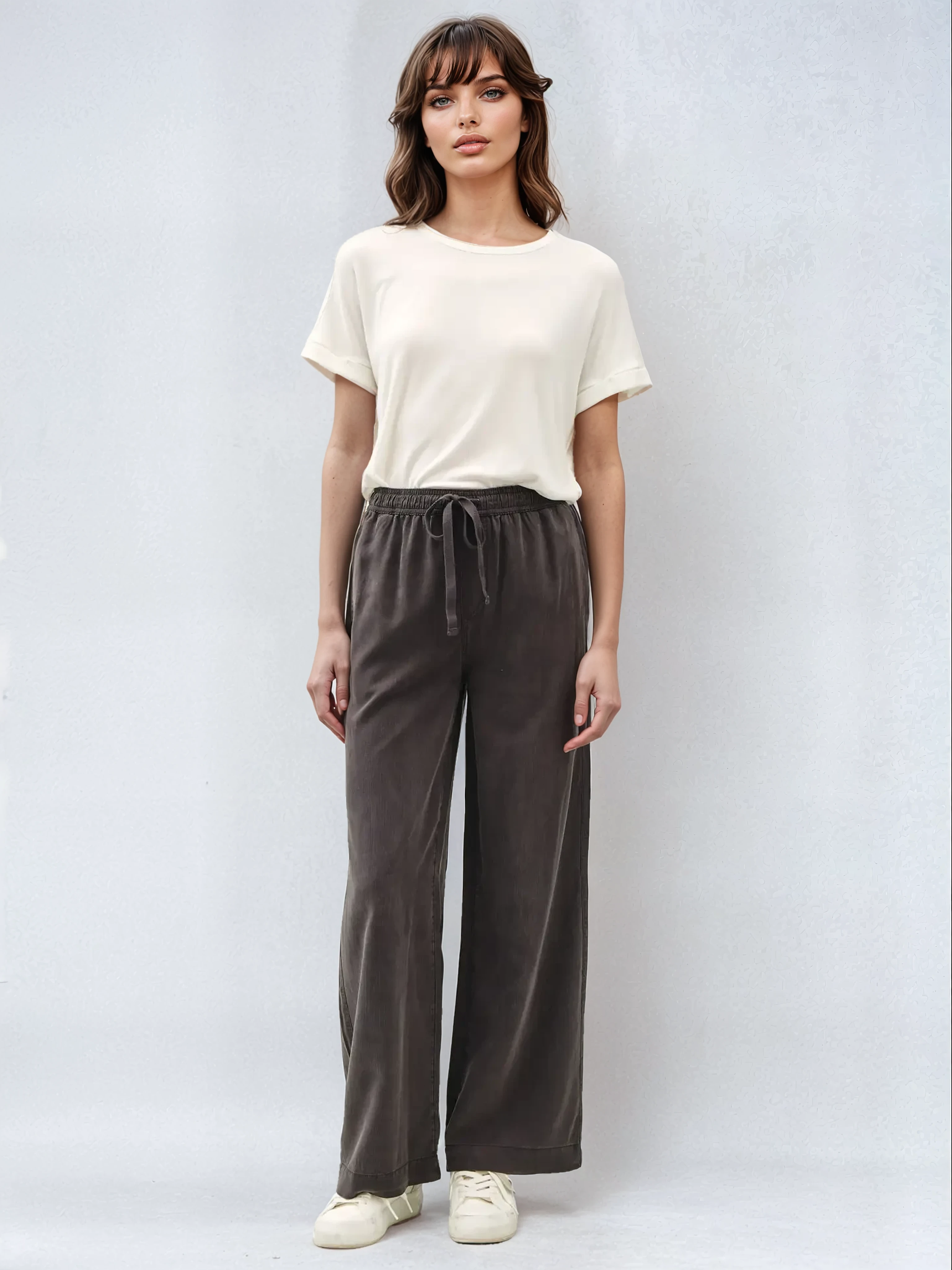 Tencel Wide Leg Pants Charcoal
