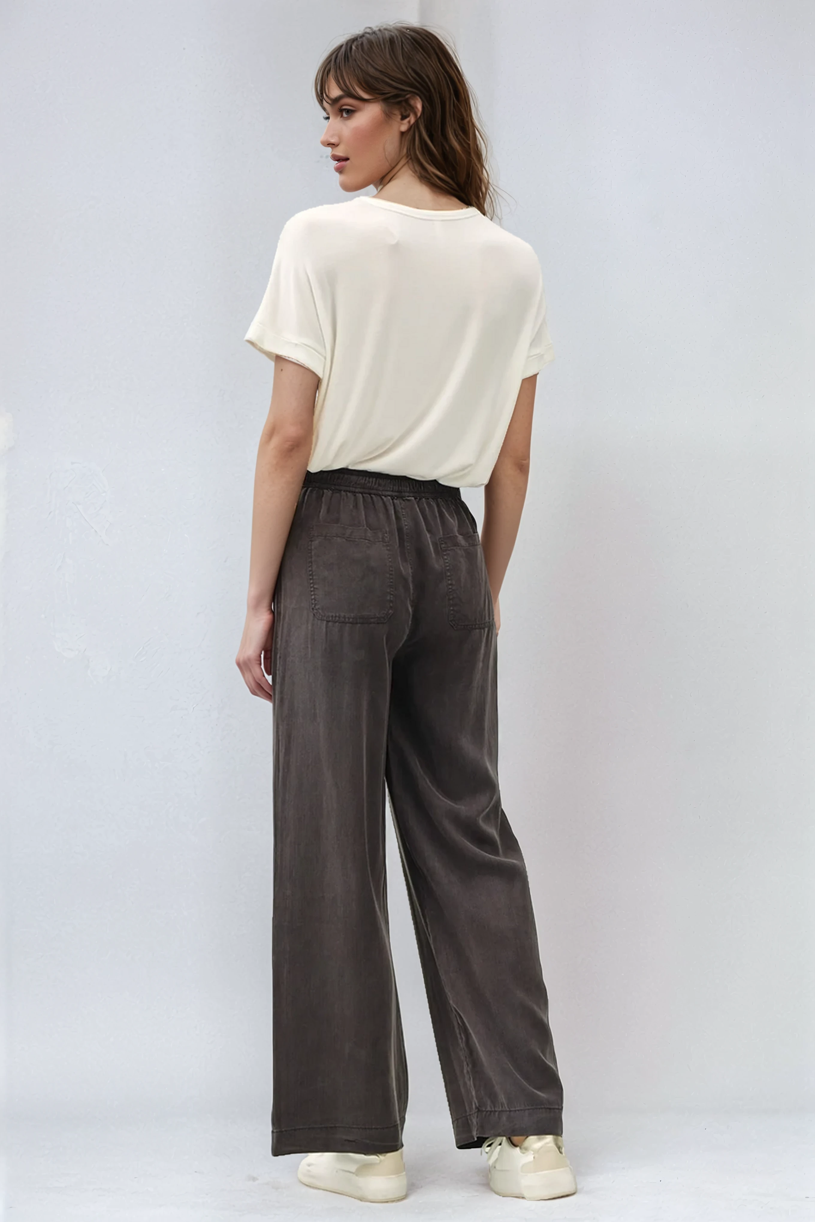 Tencel Wide Leg Pants Charcoal