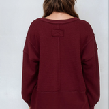 Patchwork Knit Top Oxblood