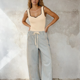 Pinstriped Denim Pants