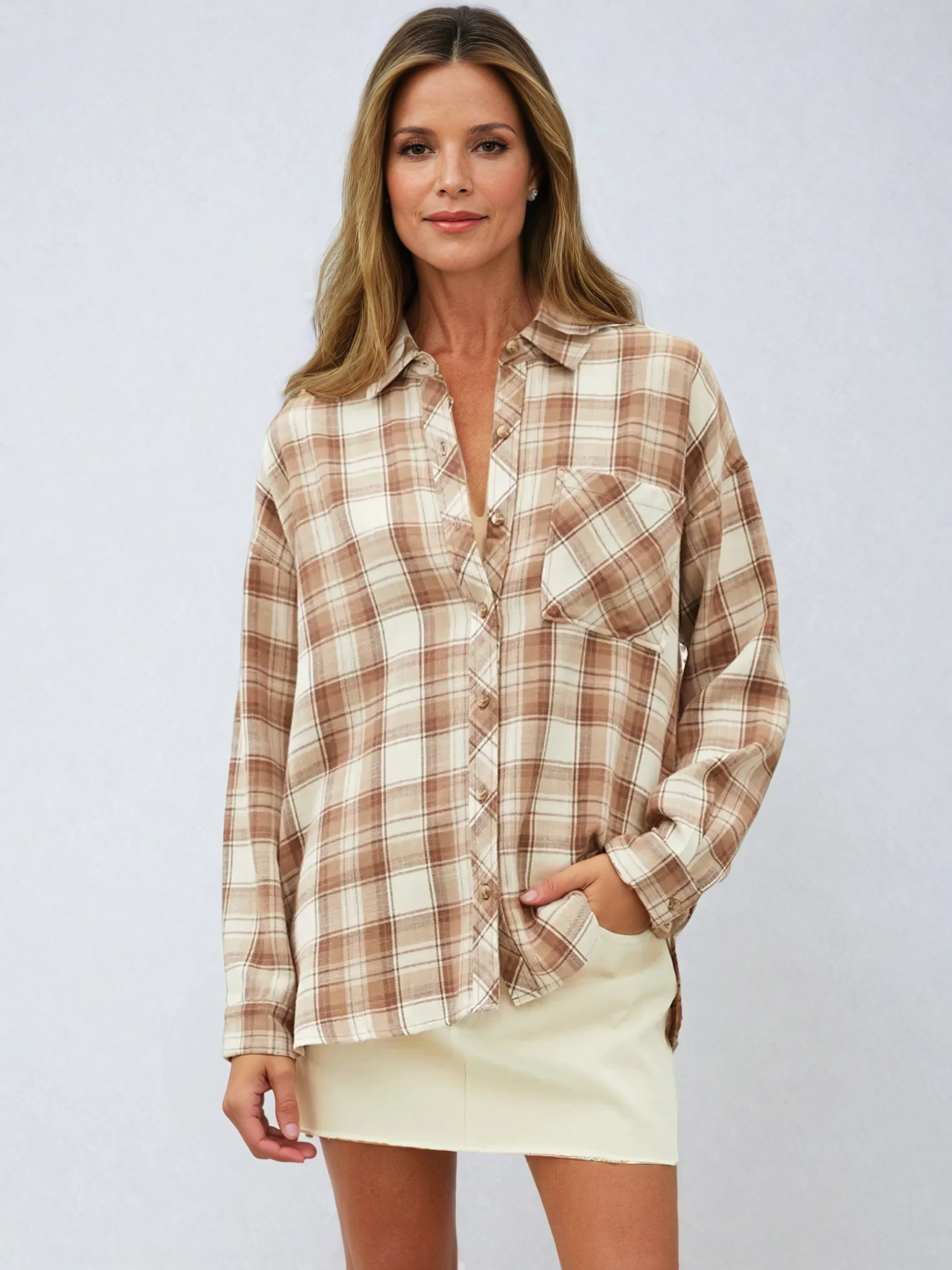 Plaid Flannel Long Sleeve Button Up