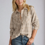 Plaid Button Up Shirt Tan