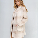 Plaid Sweater Hooded Cardigan