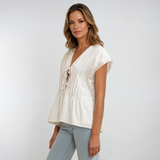 Pleated Tie Front Top