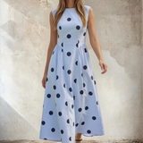 Sleeveless Polka Dot Midi Dress