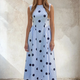 Sleeveless Polka Dot Midi Dress