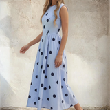 Sleeveless Polka Dot Midi Dress