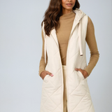 Quilted Puffer Long Hoodie Vest