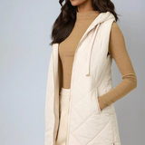 Quilted Puffer Long Hoodie Vest