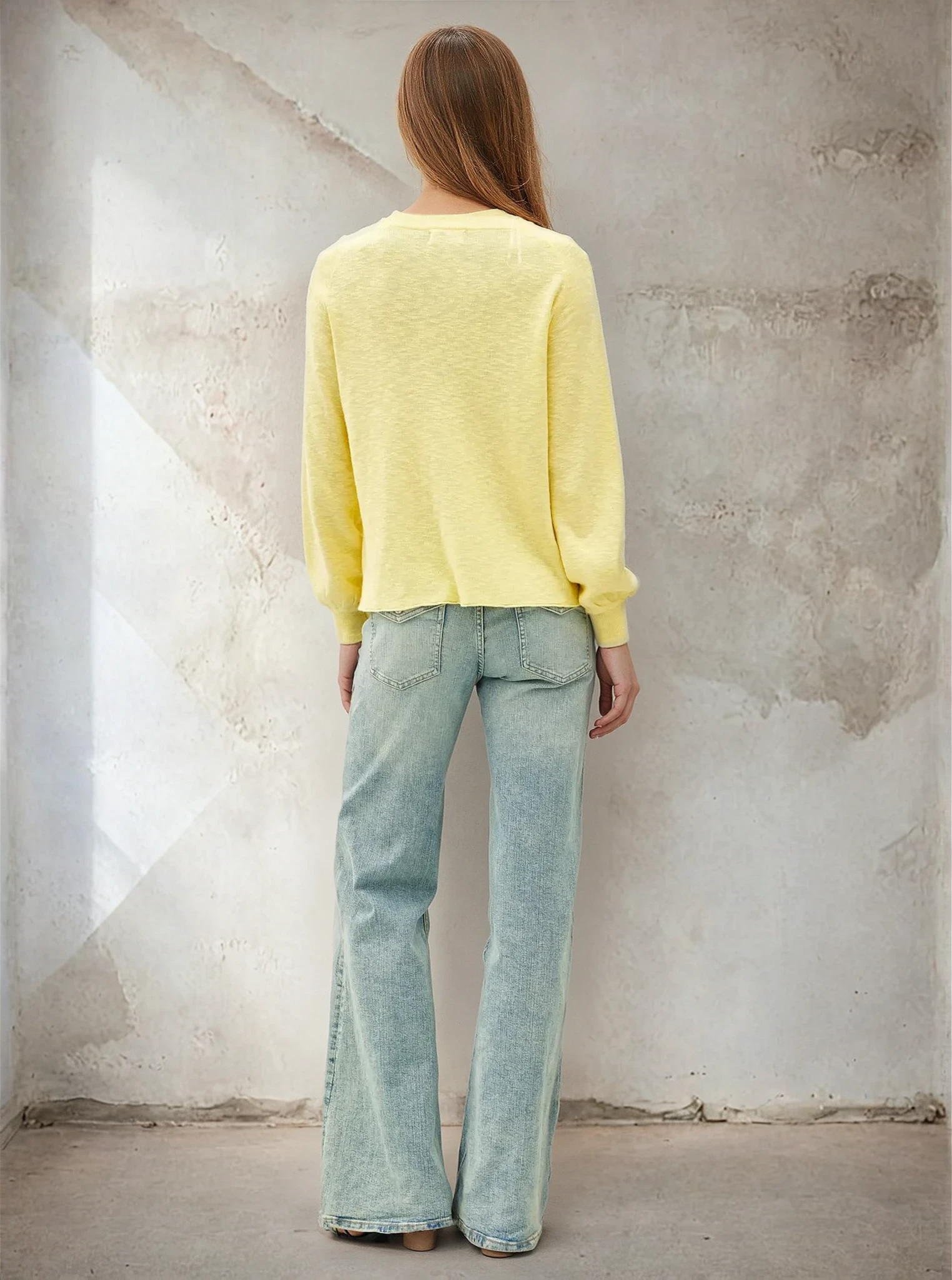 Raglan Long Sleeve Knit Sweater Lemon