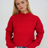 Scallop Edge High Neck Sweater