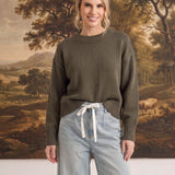 Ribbed Neckline Classic Sweater Olive