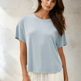Ribbed Boxy T-Shirt Ice Blue