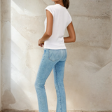 Ribbed Cap Sleeve Tee Off White