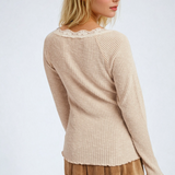 Lace Trimmed Henley Top