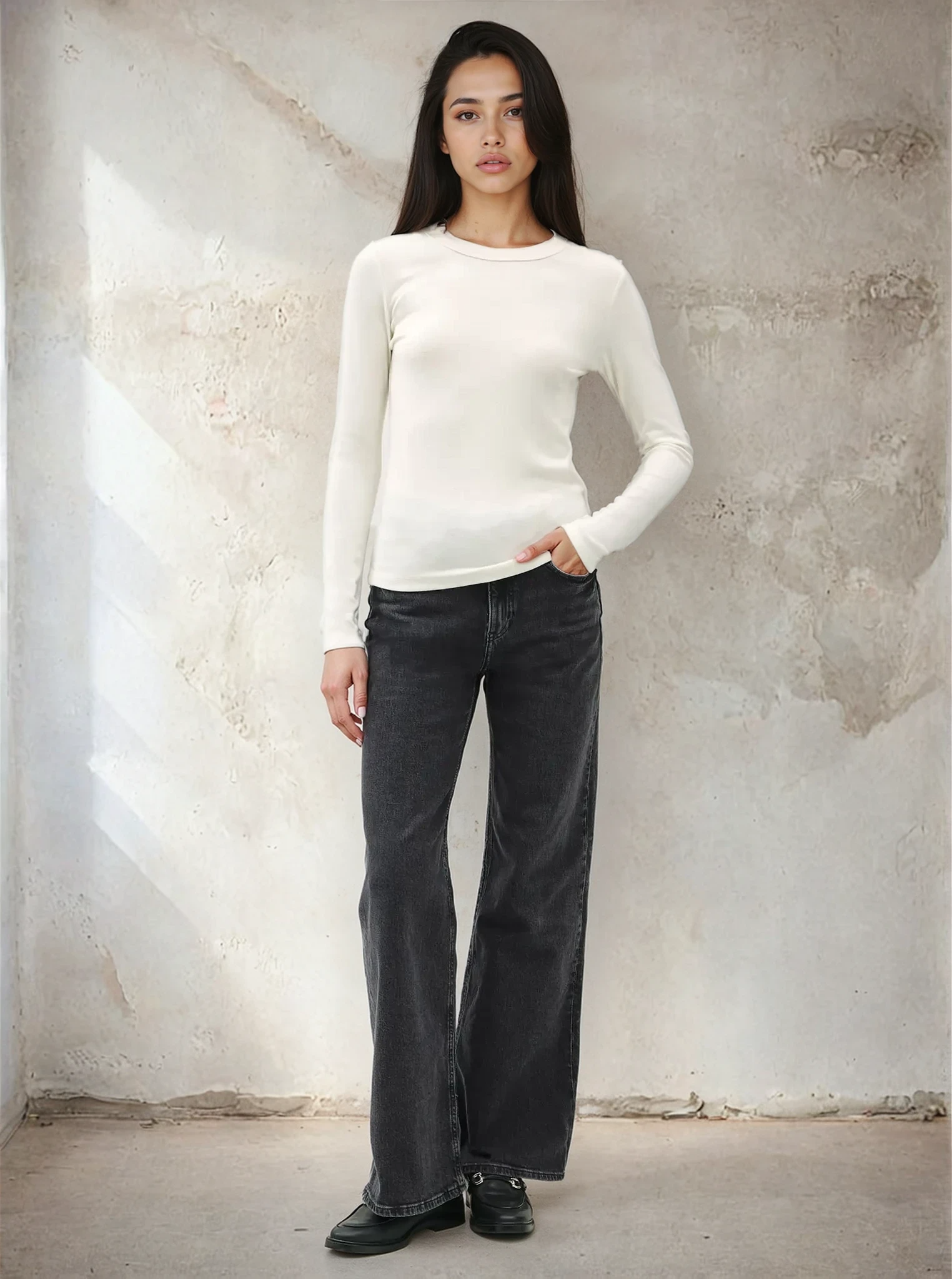 Round Neck Knit Top Ivory