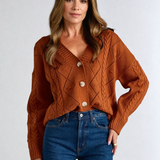 Button Up Cardigan Rust