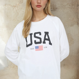 USA Graphic Knit Top White