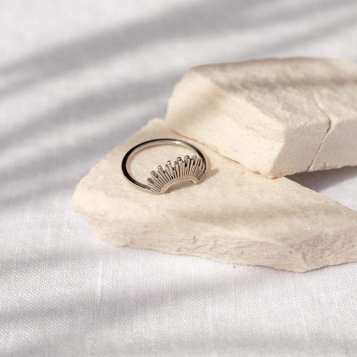 Silver Sahara Ring by ALCO, a stylish jewelry accessory featuring a sleek silver band with intricate design details.