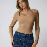 Square Neck Long Sleeve Bodysuit