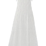 Lovestitch shirred tie shoulder maxi dress with striped pattern, flowing fabric, and elegant design perfect for summer wear.