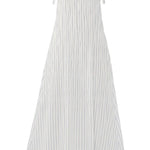 Lovestitch striped shirred tie-shoulder maxi dress with flowing fabric and relaxed fit, perfect for summer or casual occasions.