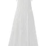 Lovestitch striped shirred tie-shoulder maxi dress with flowing fabric and relaxed fit, perfect for summer or casual occasions.