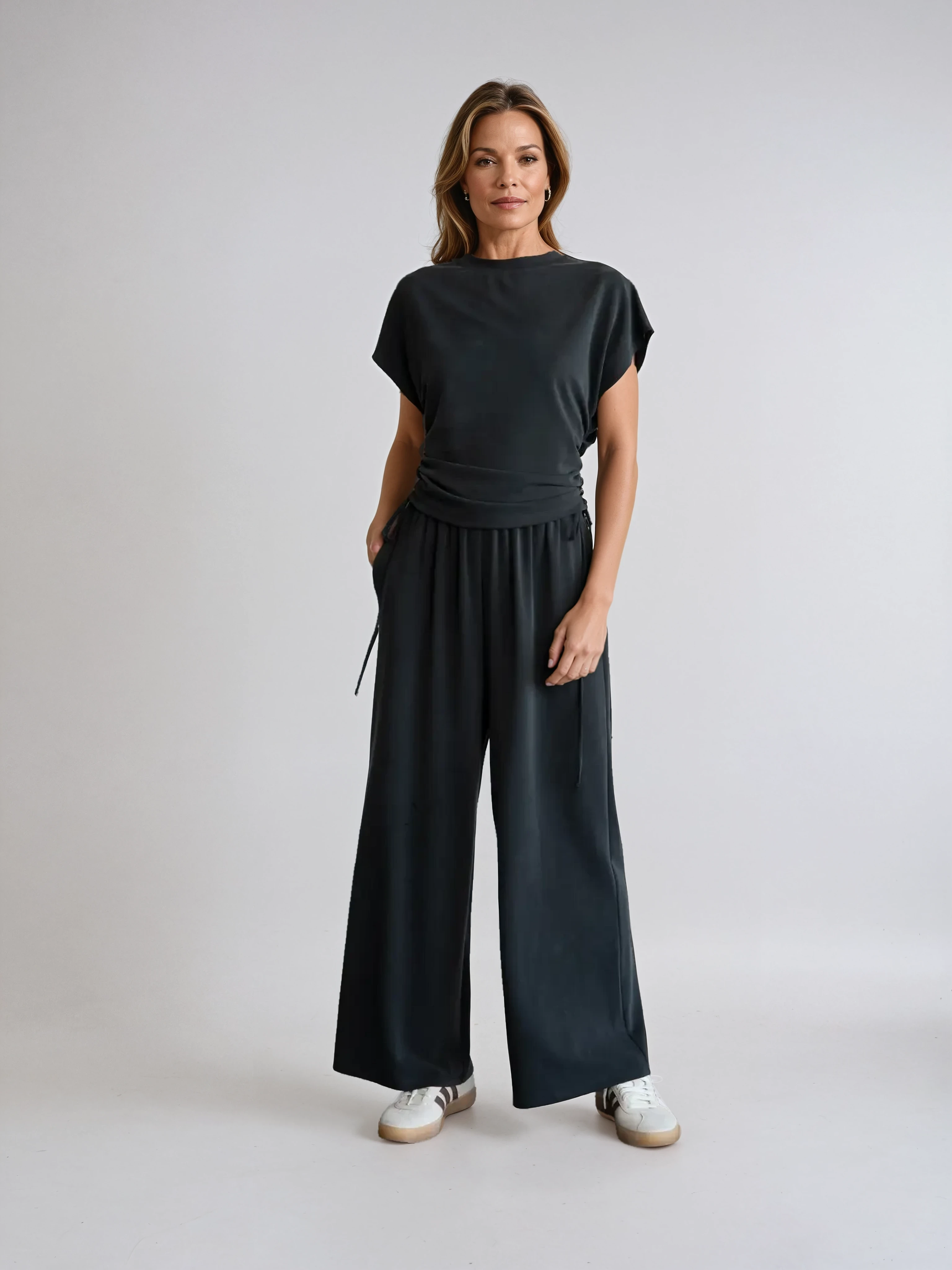 Side Ruching Top Charcoal