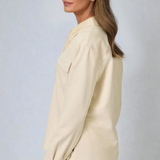 Suede Button Up Shacket Ivory