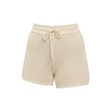 Ivory crochet shorts from Skies are Blue called The Annie, featuring a stylish, textured knit design, perfect for casual summer wear.
