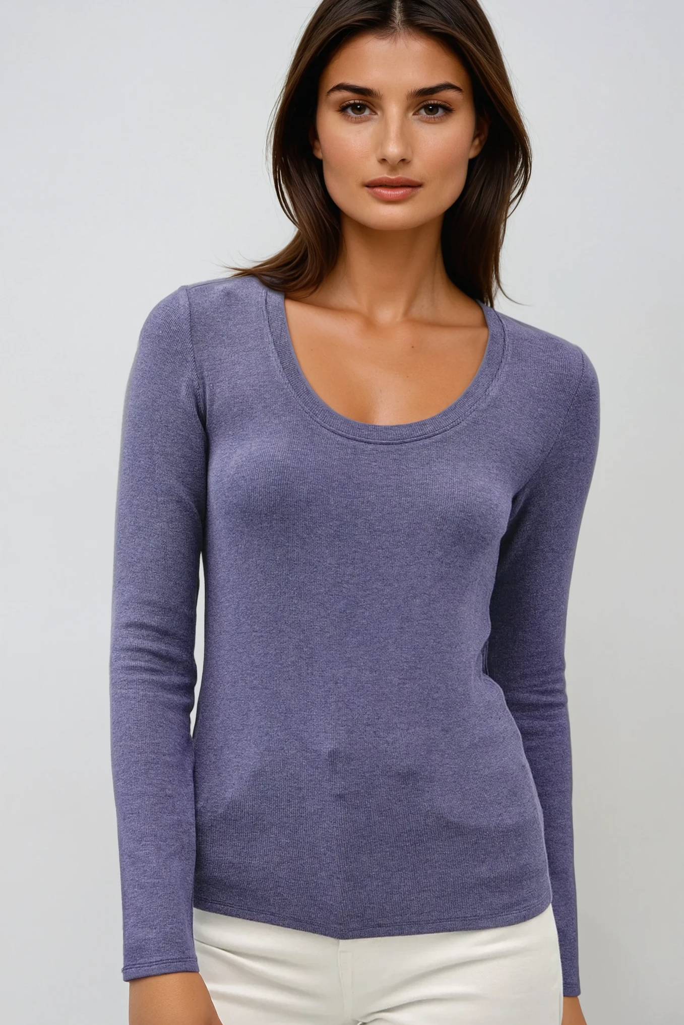 Scoop Neck Long Sleeve Skipper Blue