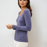 Scoop Neck Long Sleeve Skipper Blue