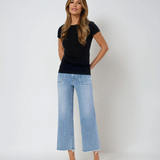 High Rise Crop Slim Wide Jeans