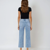 High Rise Crop Slim Wide Jeans