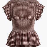Smocked Peplum Short Sleeve Top