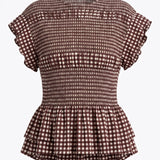 Smocked Peplum Short Sleeve Top