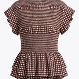 Smocked Peplum Short Sleeve Top