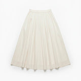 Off-white Be Cool smocked waist midi skirt with flowy fabric, perfect for casual or dressy outfits.