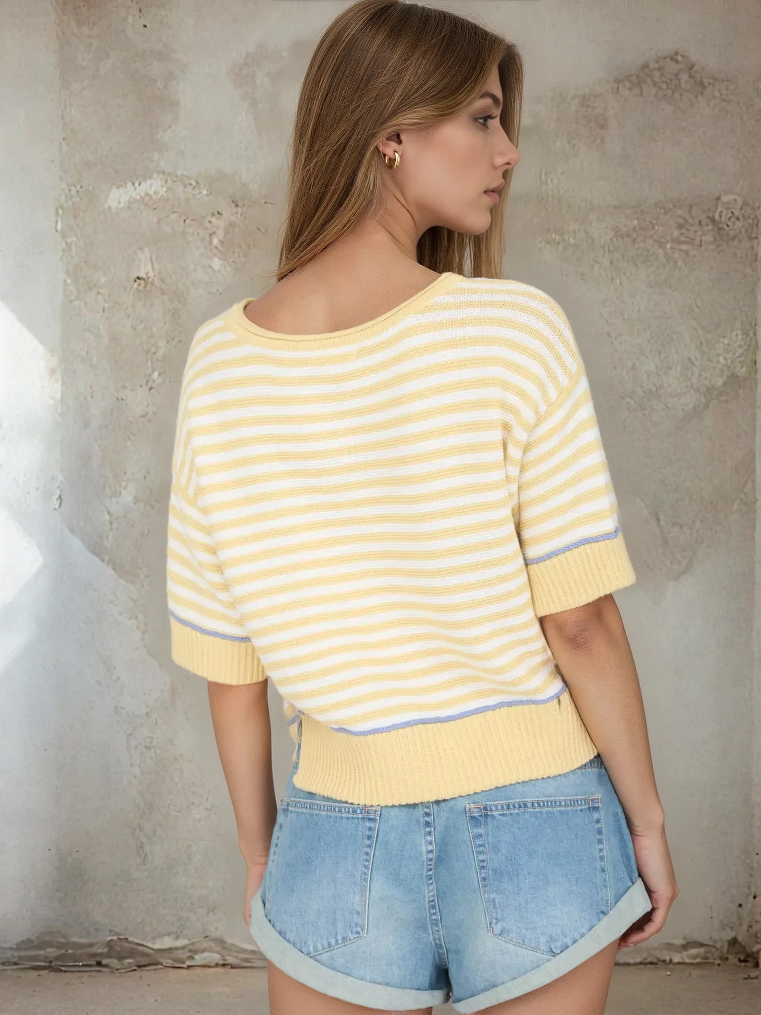 Stripe Contrast Sweater Top