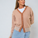 Button Down Stripe Cardigan